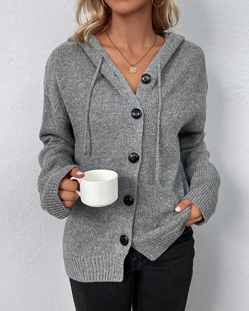 Earla - Cardigan with hood and buttons