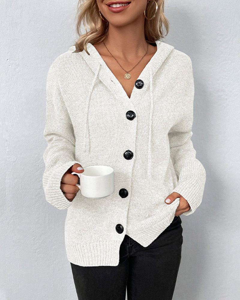 Earla - Cardigan with hood and buttons